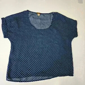 Copper Key Navy/White Polka Dot Sheer Top Size Large